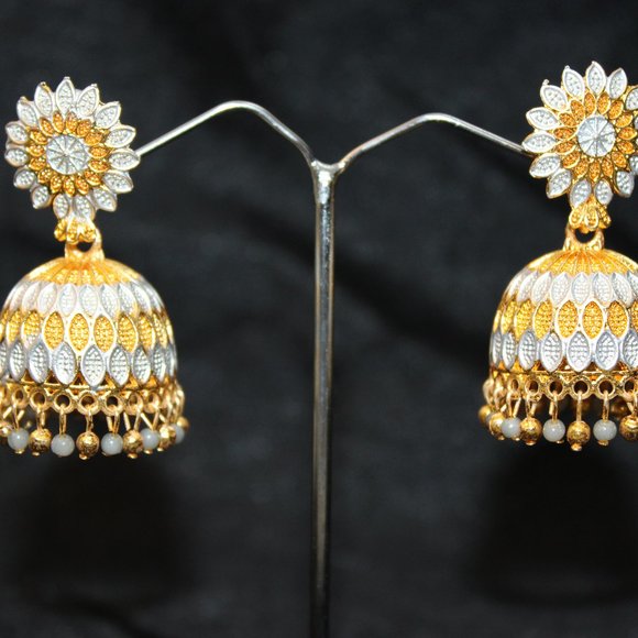 Gold Earrings Gold Plated Earrings Gold Jhumka  Gold Plated jhumka - Picture 2 of 3